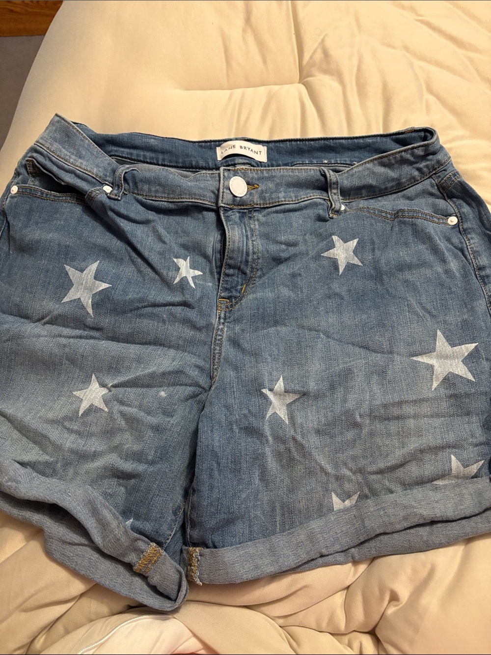 Blue Star Print Denim Shorts
